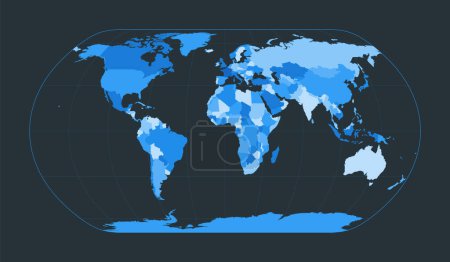 Illustration for World Map. Natural Earth projection. Futuristic world illustration for your infographic. Nice blue colors palette. Cool vector illustration. - Royalty Free Image