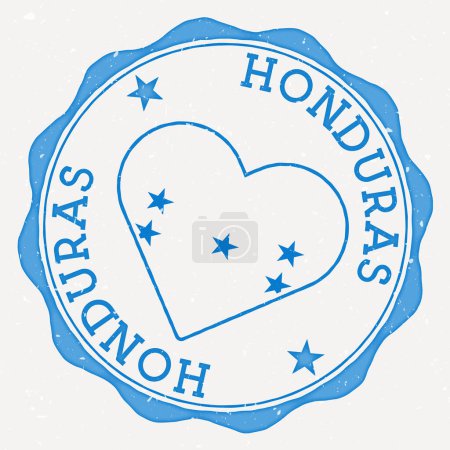 Honduras heart flag logo. Country name text around Honduras flag in a shape of heart. Neat vector illustration.