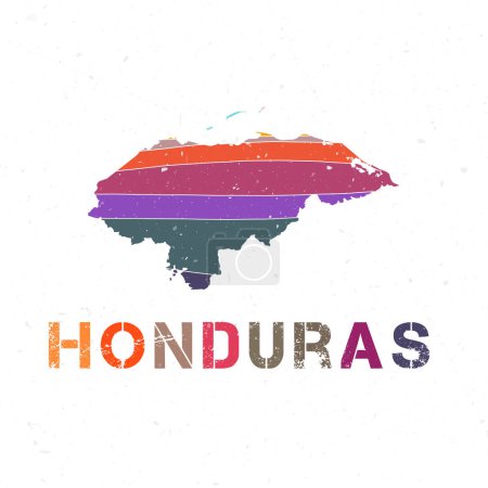 Ilustración de Honduras map design. Shape of the country with beautiful geometric waves and grunge texture. Beautiful vector illustration. - Imagen libre de derechos