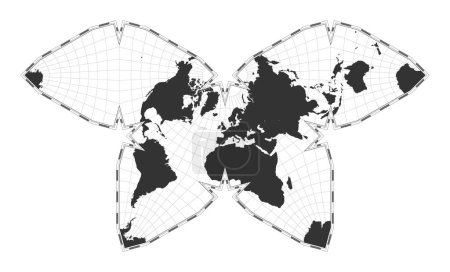 Téléchargez les illustrations : Vector world map. Steve Waterman%27s butterfly projection. Plain world geographical map with latitude and longitude lines. Centered to 0deg longitude. Vector illustration. - en licence libre de droit