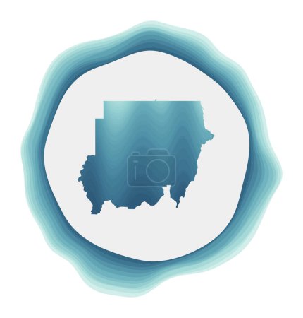 Ilustración de Sudan logo. Badge of the country. Layered circular sign around Sudan border shape. Cool vector illustration. - Imagen libre de derechos