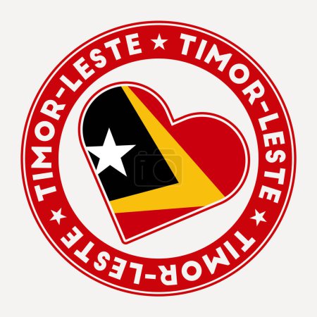 Illustration for Timor-Leste heart flag badge. From Timor-Leste with love logo. Support the country flag stamp. Vector illustration. - Royalty Free Image