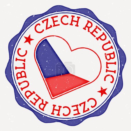 Czech Republic heart flag logo. Country name text around Czech Republic flag in a shape of heart. Creative vector illustration.
