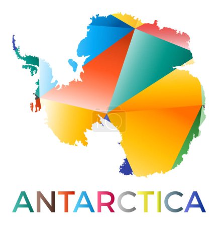 Ilustración de Bright colored Antarctica shape. Multicolor geometric style country logo. Modern trendy design. Creative vector illustration. - Imagen libre de derechos