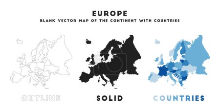 Illustration for Europe map. Borders of Europe for your infographic. Vector continent shape. Vector illustration. - Royalty Free Image