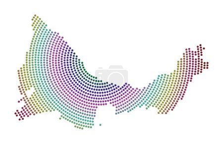 Illustration for Providenciales dotted map. Digital style shape of Providenciales. Tech icon of the island with gradiented dots. Vibrant vector illustration. - Royalty Free Image