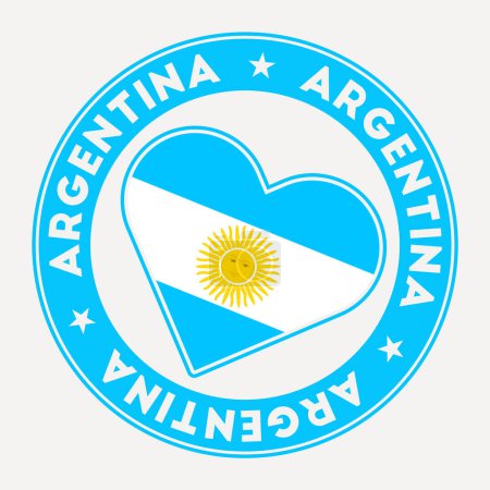 Illustration for Argentina heart flag badge. From Argentina with love logo. Support the country flag stamp. Vector illustration. - Royalty Free Image