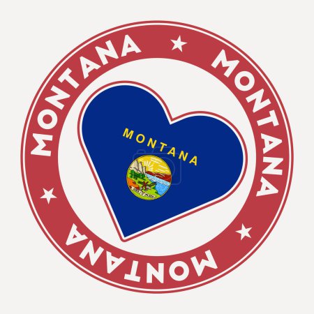 Ilustración de Montana heart flag badge. From Montana with love logo. Support the us state flag stamp. Vector illustration. - Imagen libre de derechos
