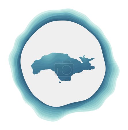 Illustration for Samos logo. Badge of the island. Layered circular sign around Samos border shape. Elegant vector illustration. - Royalty Free Image