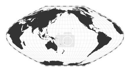 Ilustración de Mapa del mundo vectorial. Proyección de igual área sinusoidal plana-polar McBryde-Thomas. Mapa geográfico del mundo llano con líneas de latitud y longitud. Centrado en 180º de longitud. Ilustración vectorial. - Imagen libre de derechos