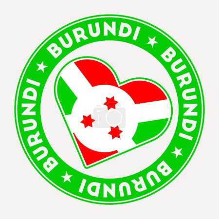Illustration for Burundi heart flag badge. From Burundi with love logo. Support the country flag stamp. Vector illustration. - Royalty Free Image