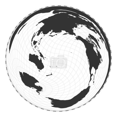 Illustration for Vector world map. Wiechel projection. Plain world geographical map with latitude and longitude lines. Centered to 180deg longitude. Vector illustration. - Royalty Free Image
