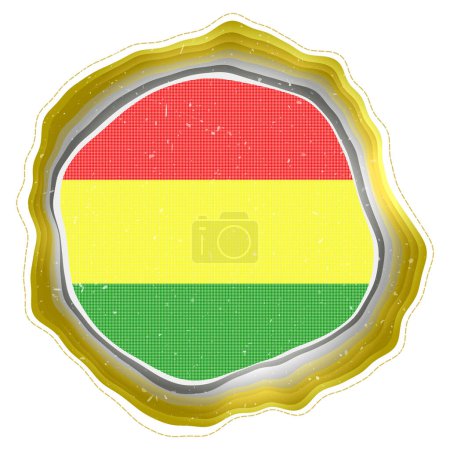 Téléchargez les illustrations : Bolivia flag in frame. Badge of the country. Layered circular sign around Bolivia flag. Vibrant vector illustration. - en licence libre de droit