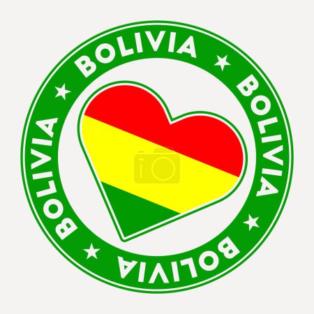 Téléchargez les illustrations : Bolivia heart flag badge. From Bolivia with love logo. Support the country flag stamp. Vector illustration. - en licence libre de droit