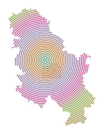 Téléchargez les illustrations : Serbia dotted map. Digital style shape of Serbia. Tech icon of the country with gradiented dots. Stylish vector illustration. - en licence libre de droit