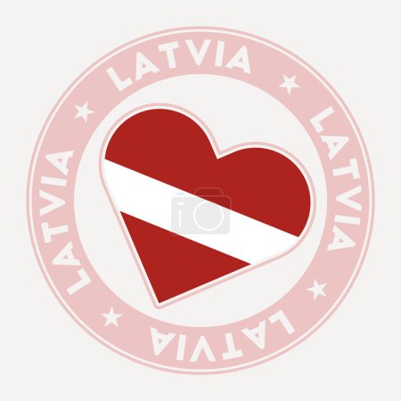 Illustration for Latvia heart flag badge. From Latvia with love logo. Support the country flag stamp. Vector illustration. - Royalty Free Image