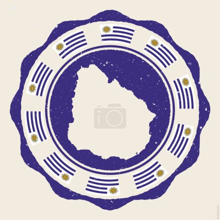 Téléchargez les illustrations : Uruguay signe vintage. Grunge logo rond avec carte et drapeaux de l'Uruguay. Illustration vectorielle étonnante. - en licence libre de droit