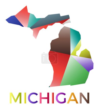 Bright colored Michigan shape. Multicolor geometric style us state logo. Modern trendy design. Powerful vector illustration.