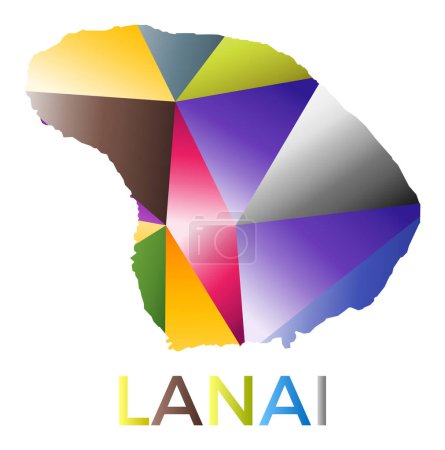 Illustration for Bright colored Lanai shape. Multicolor geometric style island logo. Modern trendy design. Radiant vector illustration. - Royalty Free Image