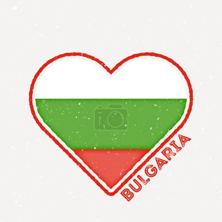 Illustration for Bulgaria heart flag badge. Bulgaria logo with grunge texture. Flag of the country heart shape. Vector illustration. - Royalty Free Image