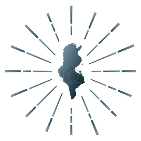 Ilustración de Tunisia gradiented sunburst. Map of the country with colorful star rays. Tunisia illustration in digital, technology, internet, network style. Vector illustration. - Imagen libre de derechos