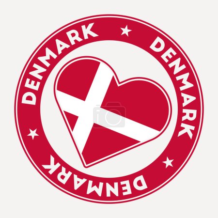 Téléchargez les illustrations : Denmark heart flag badge. From Denmark with love logo. Support the country flag stamp. Vector illustration. - en licence libre de droit