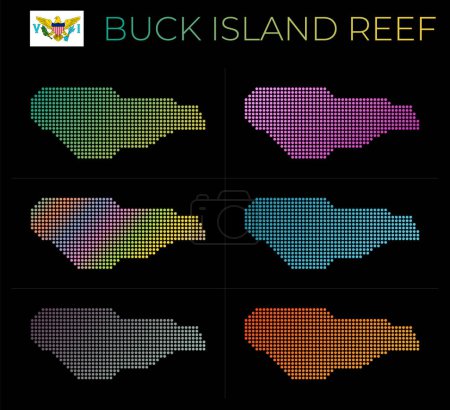 Illustration for Buck Island Reef dotted map set. Map of Buck Island Reef in dotted style.  Astonishing vector illustration. - Royalty Free Image