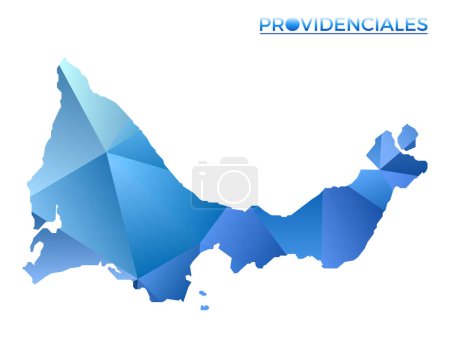 Illustration for Vector polygonal Providenciales map. Vibrant geometric island in low poly style. Vibrant illustration for your infographics. Technology, internet, network concept. - Royalty Free Image