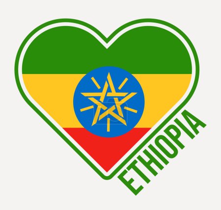 Téléchargez les illustrations : Éthiopie insigne de drapeau cardiaque. Fabriqué avec amour à partir du logo Ethiopie. Drapeau du pays en forme de coeur. Illustration vectorielle. - en licence libre de droit
