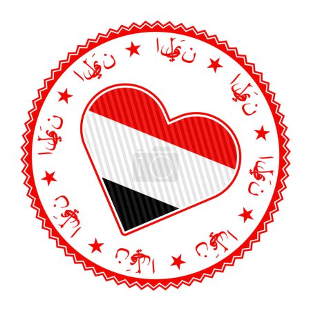 Téléchargez les illustrations : Insigne cardiaque du Yémen. Logo vectoriel du Yémen avec le nom du pays en langue arabe. Illustration vectorielle impressionnante. - en licence libre de droit