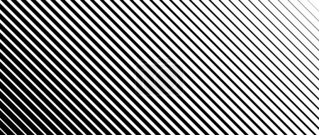 Illustration for Oblique line halftone gradation texture. Fade diagonal stripe gradient background. Slanted pattern backdrop. Black thin to thick stripe backdrop for overlay, print, cover, graphic design. Vector - Royalty Free Image