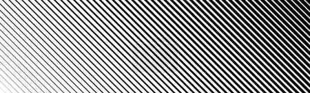 Illustration for Oblique line halftone gradient texture. Fading diagonal stripe gradation background. Slanted pattern backdrop. Thin to thick stripe vanish backdrop for overlay, print, cover. Vector wide background - Royalty Free Image