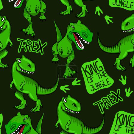Téléchargez les photos : Modèle sans couture cool lumineux avec dinosaure T-Rex. fond graffiti avec t rex. Pour textiles, vêtements pour enfants, tissus et plus encore - en image libre de droit