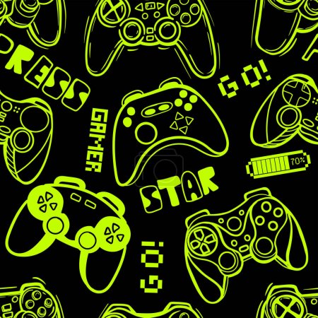 Seamless bright pattern with joysticks. gaming cool print for boys and girls. Suitable for textiles, sportswear, web   