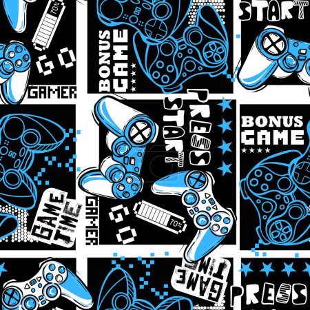 Seamless bright pattern with joysticks. gaming cool print for boys and girls. Suitable for textiles, sportswear, web