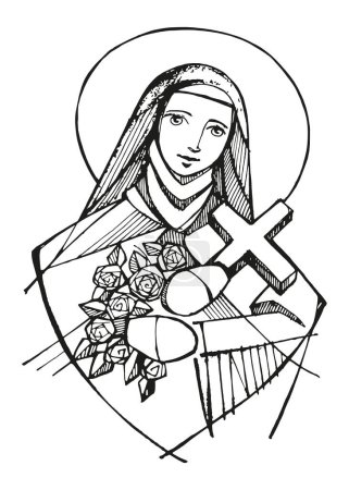 Ilustración de Ilustración vectorial dibujada a mano o dibujo de Santa Teresa - Imagen libre de derechos