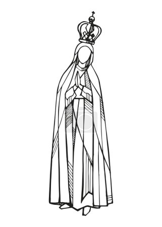 Téléchargez les photos : Illustration vectorielle dessinée à la main ou dessin de la Vierge de Fatima - en image libre de droit