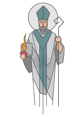 Téléchargez les photos : Illustration vectorielle dessinée à la main ou dessin de saint Augustin - en image libre de droit