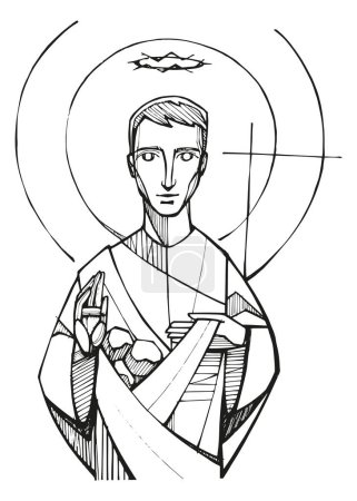 Téléchargez les photos : Illustration vectorielle dessinée à la main ou dessin de saint Étienne - en image libre de droit