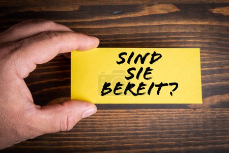 Photo for Are You Ready in German. Yellow piece of paper with text. - Royalty Free Image