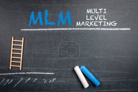 Téléchargez les photos : MLM multi level marketing Concept. Texte sur un tableau noir. - en image libre de droit