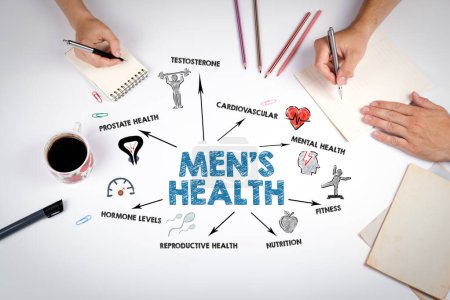 Téléchargez les photos : Mens Health Concept. La réunion à la table du bureau blanc. - en image libre de droit