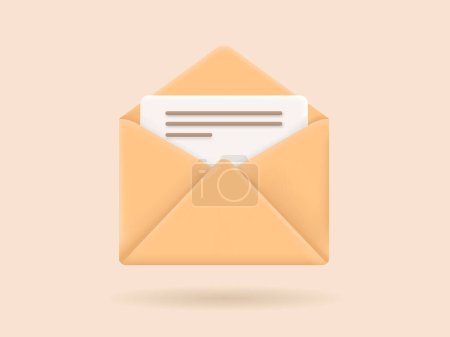 Illustration for Envelope with paper documents icon. 3D Vector Illustrations - Royalty Free Image