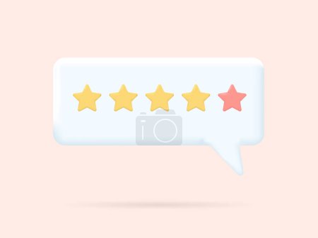 Cinco estrellas. Valoración del cliente concepto de retroalimentación del cliente. Diseño realista 3d