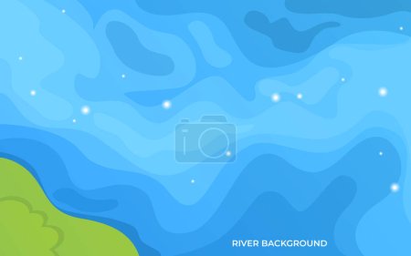 Ilustración de Vista superior del paisaje del río en el fondo del bosque - Imagen libre de derechos