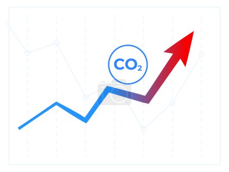 Téléchargez les illustrations : Signe de compensation du dioxyde de carbone. Co2 symbole de tendance à la hausse des émissions - en licence libre de droit
