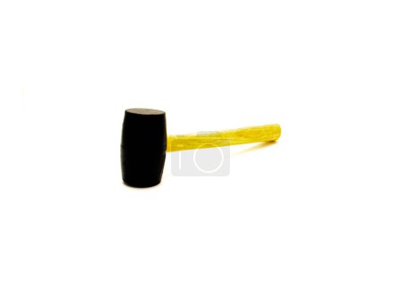 Photo for Side view rubber mallet hummer with tough rubber head molded to a wood handle to minimize marring and surface damage, nonsparking and shock absorption isolated on white background. Clipping path - Royalty Free Image