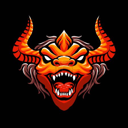 Illustration for Red dragon head vector illustration - Royalty Free Image
