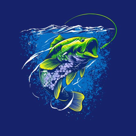Illustration for The big green bass fish illustration - Royalty Free Image