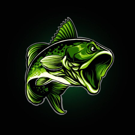 Illustration for The green largemouth bass fishing illustration vector - Royalty Free Image